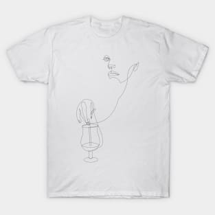 cocktail woman - one line art - thirsty thursday T-Shirt